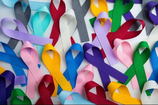 Multicolored cancer ribbons