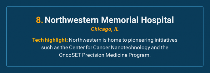 Northwestern Memorial Hospital is the number 8 high-tech cancer hospital in the U.S.