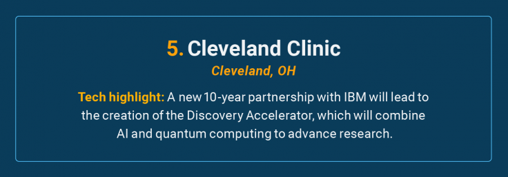 The Cleveland Clinic is the number 5 high-tech cancer hospital in the U.S.