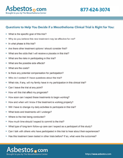 Mesothelioma clinical trials handout