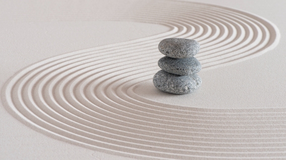 Zen garden with rocks