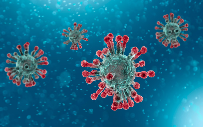 Microscopic view of Coronavirus