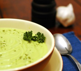 Bowl of cream of avocado soup