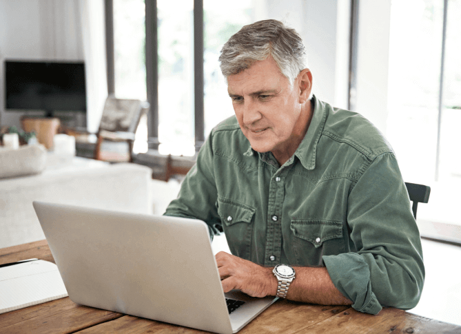 man reviewing case value