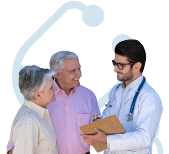 Mesothelioma specialist speaking with a patient and his wife