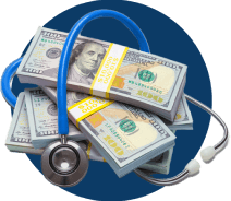 Pile of Money with a Stethoscope