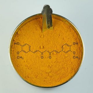 Turmeric with curcumin molecule in powder