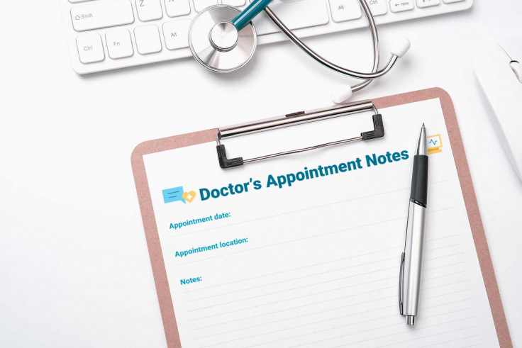 Clipboard with doctor's appointment notes