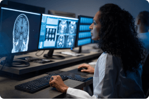 doctor reviewing patients brain scans