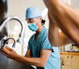 Doctor washing his hands.