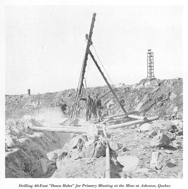 Drilling at Jeffery Mine in Asbestos, Quebec