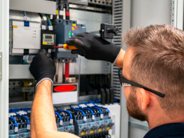 Electrician working on a circuit