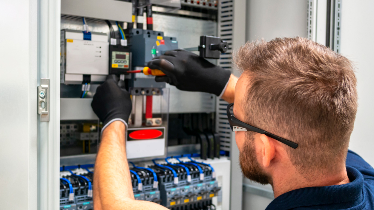 Electrician working on a circuit