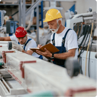 Older factory worker in a manufacturing plant