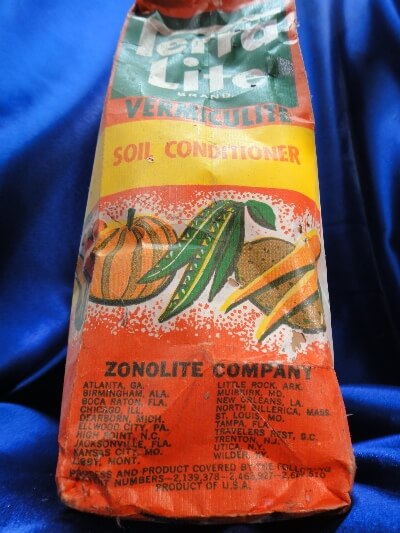 Colorful bag of Zonolite vermiculite for farming