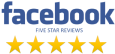 Facebook logo with five stars underneath.