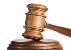 Gavel resting on sound block