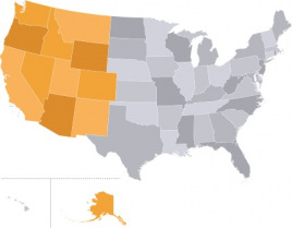 United States map showing states affected by wildfires