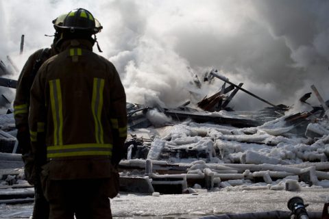 Firefighters at a disaster