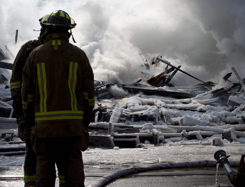 Firefighters at a disaster