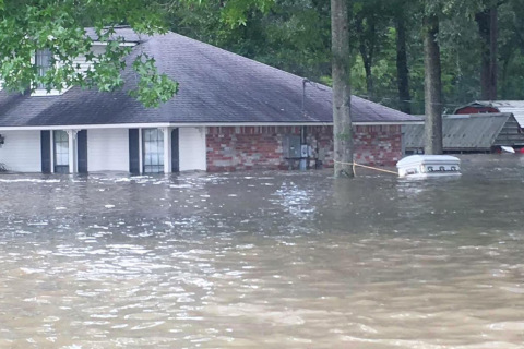 Flooded home in Baton Rouge, Louisiana