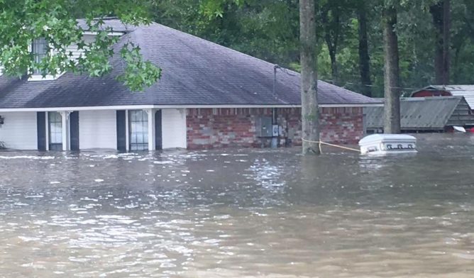 Flooded home in Baton Rouge, Louisiana