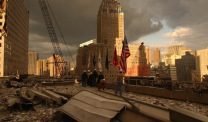 NYC Ground Zero with flags