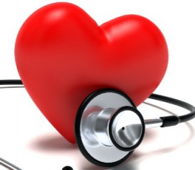Red heart with a stethoscope