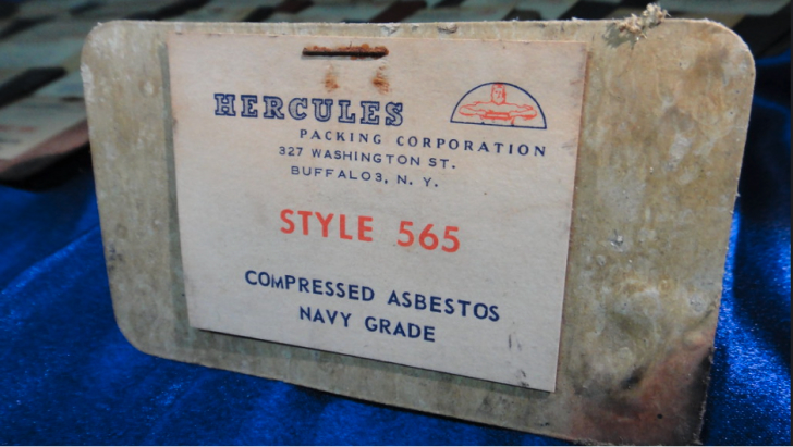 An asbestos gasket manufactured by Hercules for the U.S. Navy