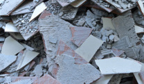 Asbestos products in construction debris