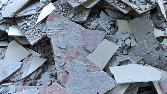 Asbestos products in construction debris