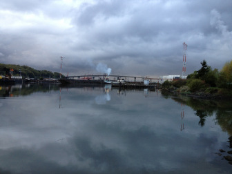 Shipyards in the distance on Duwamish Waterway