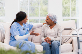 Mesothelioma patient with hospice care team member
