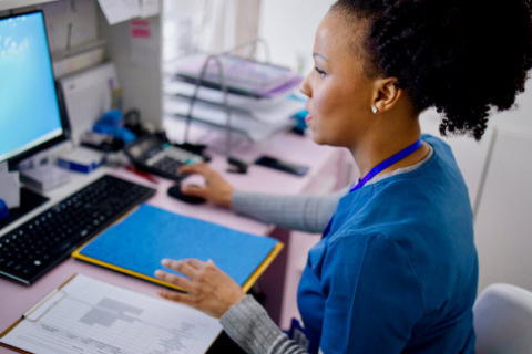 Nurse working at a clinic.