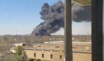 Smoke from Indiana warehouse fire.
