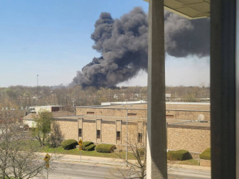 Smoke from Indiana warehouse fire.