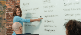 Karen Selby, patient advocate and registered nurse, holding a meeting