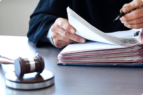 male lawyer reviewing case files