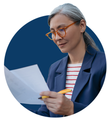 Older woman reviewing document