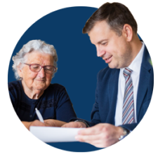 Attorney reviewing document with client