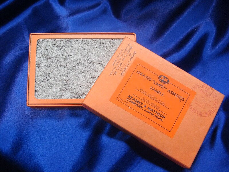 Image of vintage container with crocidolite-based sprayed 