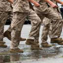 US Marine Corps recruits march in formation