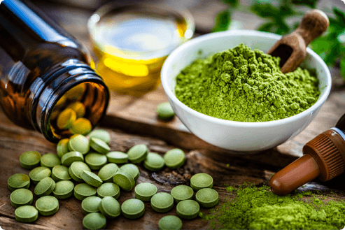 matcha powder and tablets