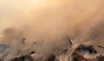 Smoking ash after fire