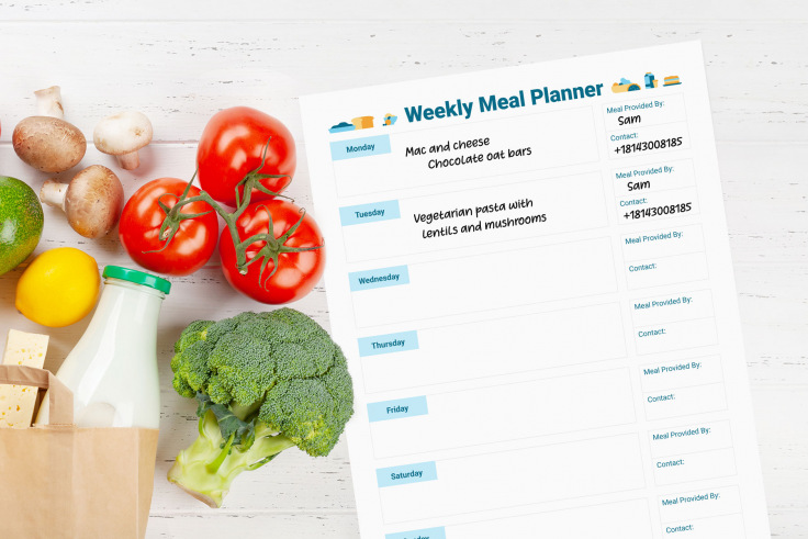 Downloadable weekly meal planner worksheet