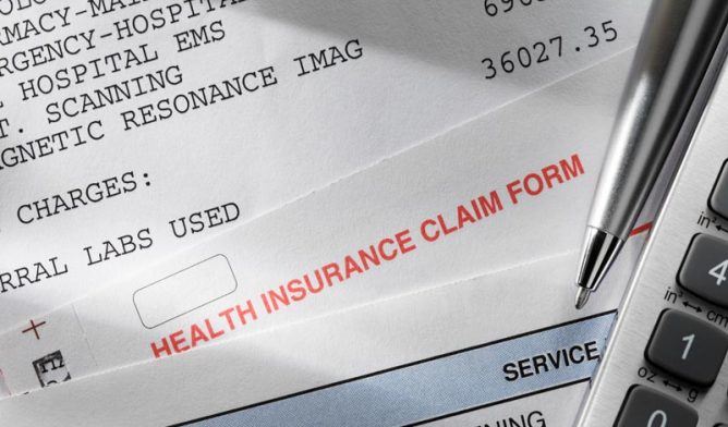 Medical bills and insurance forms