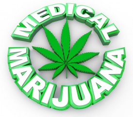 Illustration showing phrase medical marijuana with a pot leaf