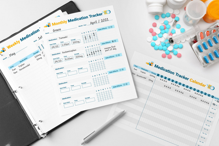 Medication tracker worksheets for cancer patients