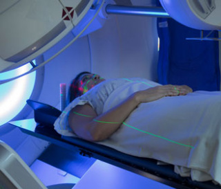 Patient being scanned by a medical machine