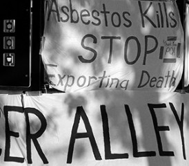 Posters showing Asbestos Kills message